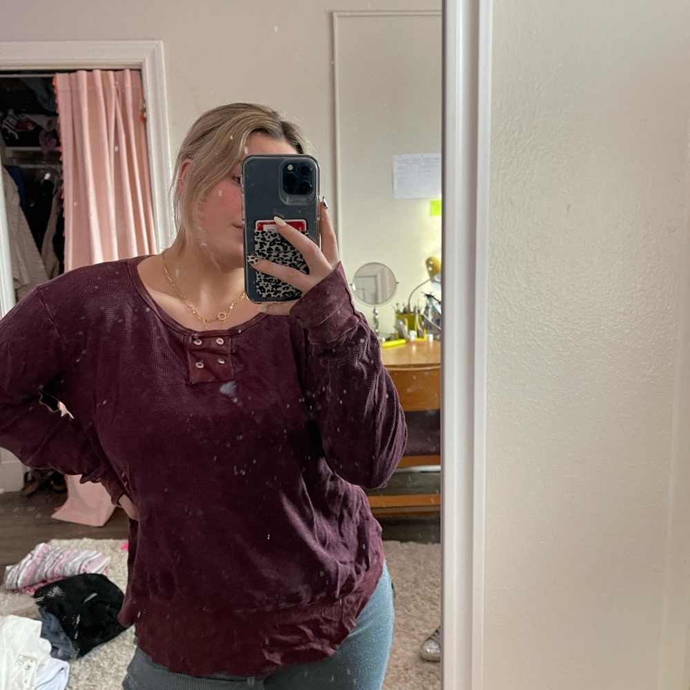 Maroon shirt with buttons